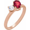 14K Rose Lab-Grown Ruby & 1/4  CTW Lab-Grown Diamond Ring