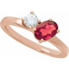 14K Rose Lab-Grown Ruby & 1/4  CTW Lab-Grown Diamond Ring