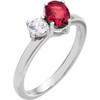 14K White Lab-Grown Ruby & 1/4  CTW Lab-Grown Diamond Ring