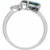 14K White Natural London Blue Topaz & Natural Sky Blue Topaz Ring