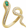 14K Yellow Lab-Grown Emerald & 1/3 CTW Lab-Grown Diamond Snake Ring
