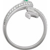 14K White Lab-Grown Emerald & 1/3 CTW Lab-Grown Diamond Snake Ring