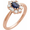 14K Rose Lab-Grown Blue Sapphire & 3/8 CTW Natural Diamond Ring