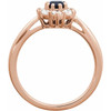14K Rose Lab-Grown Blue Sapphire & 3/8 CTW Natural Diamond Ring