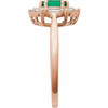 14K Rose Lab-Grown Emerald & 3/8 CTW Natural Diamond Ring