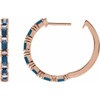 14K Rose Natural Blue Sapphire & 1 1/4 CTW Natural Diamond Hoop Earrings