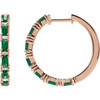 14K Rose Natural Emerald & 1 1/4 CTW Natural Diamond Hoop Earrings