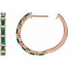 14K Rose Natural Emerald & 1 1/4 CTW Natural Diamond Hoop Earrings