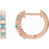 14K Rose Natural Turquoise & 1/3 CTW Natural Diamond Hoop Earrings