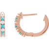 14K Rose Natural Turquoise & 1/3 CTW Natural Diamond Hoop Earrings
