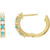 14K Yellow Natural Turquoise & 1/3 CTW Natural Diamond Hoop Earrings