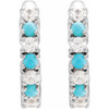 14K White Natural Turquoise & 1/3 CTW Natural Diamond Hoop Earrings