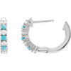 14K White Natural Turquoise & 1/3 CTW Natural Diamond Hoop Earrings