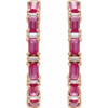 14K Rose Natural Ruby & 1 1/4 Natural Diamond Hoop Earrings