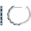 14K White Natural Blue Sapphire & 1 1/4 CTW Natural Diamond Hoop Earrings