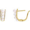 14K Yellow Cultured White Freshwater Pearl & 1/4 CTW Natural Diamond Hoop Earrings