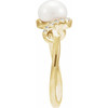 14K Yellow Cultured White Freshwater Pearl & 1/8 CTW Natural Diamond Ring