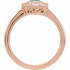 14K Rose Natural Emerald & 1/6 CTW Natural Diamond Ring