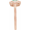 14K Rose Natural Emerald & 1/6 CTW Natural Diamond Ring