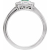 14K White Natural Emerald & 1/6 CTW Natural Diamond Ring