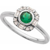 14K White Natural Emerald & 1/6 CTW Natural Diamond Ring