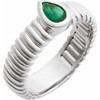 14K White Natural Emerald Ring