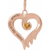 14K Rose Natural Citrine & Engraved I'll Hold You In My Heart Pendant