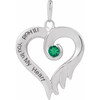 14K White Lab-Grown Emerald & Engraved I'll Hold You In My Heart Pendant