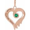 14K Rose Lab-Grown Emerald & Engraved I'll Hold You In My Heart Pendant