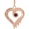 14K Rose Natural Mozambique Garnet & Engraved I'll Hold You In My Heart Pendant
