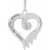 14K White Lab-Grown Opal & Engraved I'll Hold You In My Heart Pendant