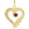 14K Yellow Natural Mozambique Garnet & Engraved I'll Hold You In My Heart Pendant