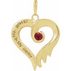 14K Yellow Lab-Grown Ruby & Engraved I'll Hold You In My Heart Pendant