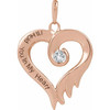 14K Rose Lab-Grown White Sapphire & Engraved I'll Hold You In My Heart Pendant