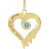 14K Yellow Natural Blue Topaz & Engraved I'll Hold You In My Heart Pendant