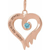 14K Rose Natural Blue Topaz & Engraved I'll Hold You In My Heart Pendant