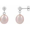 14K White Cultured Pink Freshwater Pearl Earrings