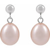 14K White Cultured Pink Freshwater Pearl Earrings