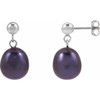14K White Cultured Black Freshwater Pearl Earrings