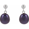14K White Cultured Black Freshwater Pearl Earrings
