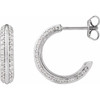 14K White 5/8 CTW Natural Diamond Hoop Earrings