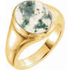 14K Yellow 10x8 mm Natural Moss Agate Ring