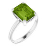 14K White Natural Peridot Ring