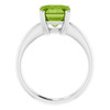 14K White Natural Peridot Ring