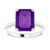 14K White Natural Amethyst Ring