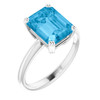 14K White Natural Swiss Blue Topaz Ring