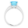 14K White Natural Swiss Blue Topaz Ring