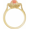 14K Yellow Natural Pink Coral & 1/5 CTW Natural Diamond Ring