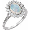 Sterling Silver Natural Ethiopian Opal & 1/5 CTW Natural Diamond Ring