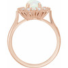 14K Rose Natural White Opal & 1/5 CTW Natural Diamond Ring